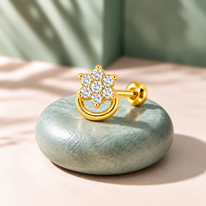 Sparkling Floral Hoop Gold Nosepin