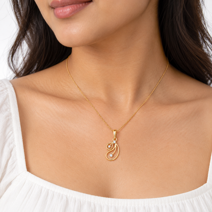 Swirl Three Diamond Gold Pendant