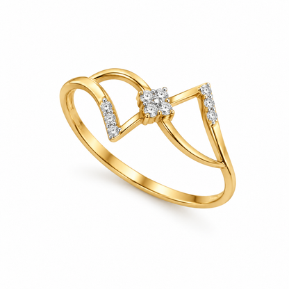 Diamond Floral Crossover Ring