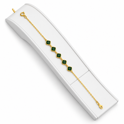 18K Emerald Elegance Four Stone Gold Bracelet 2.810Gram