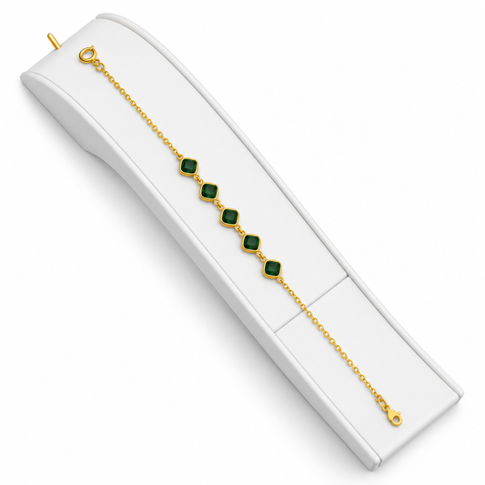 18K Emerald Elegance Four Stone Gold Bracelet 2.810Gram