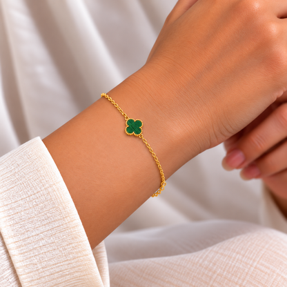 18K Emerald Grace Green Clover Bracelet 2.340Gram
