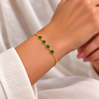 18K Emerald Elegance Four Stone Gold Bracelet 2.810Gram