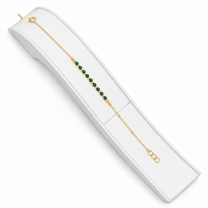 18K Emerald Grace Green Bead Gold Bracelet 1.090Gram