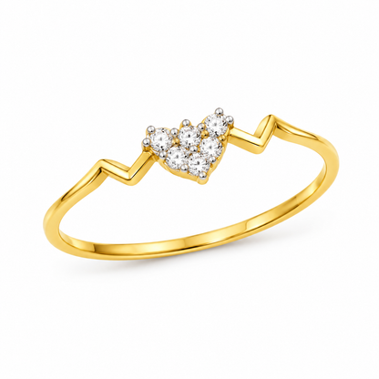 Diamond Heart Cluster Zigzag Ring