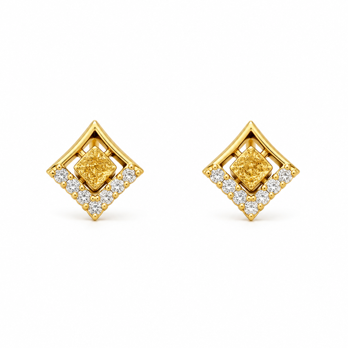 9K Gold Geometric Rhombus Studs