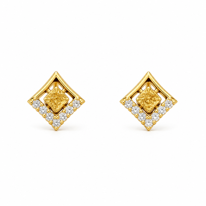 9K Gold Geometric Rhombus Studs