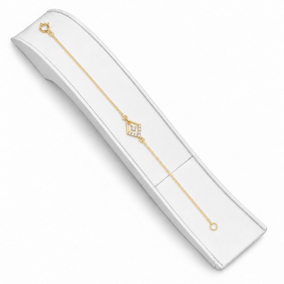 18K Golden Sparkle Diamond-Shaped Bracelet 0.900Gram