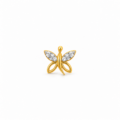 Golden Butterfly Diamond Nosepin