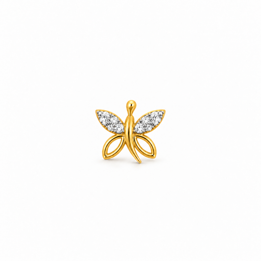 Golden Butterfly Diamond Nosepin