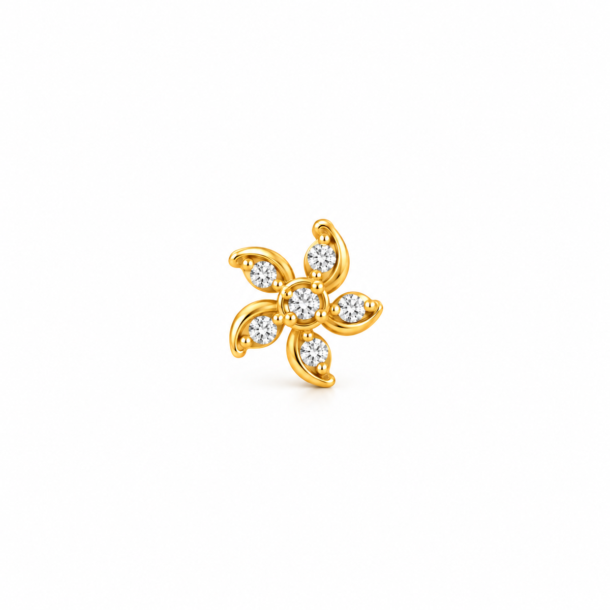 Gold Diamond Pinwheel Floral Nosepin