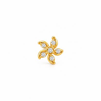 Gold Diamond Pinwheel Floral Nosepin