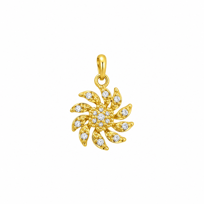 9K Gold Floral Sunburst Pendant