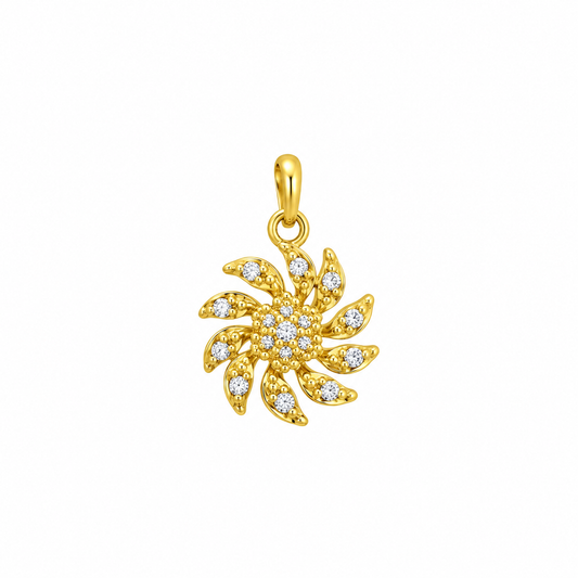 9K Gold Floral Sunburst Pendant