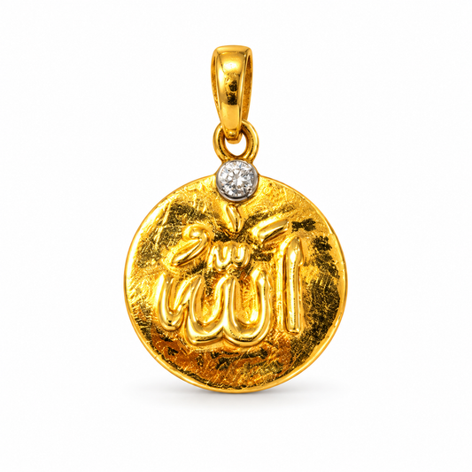 Divine Allah Diamond Gold Pendant