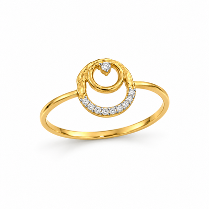 Diamond Double Circle Swirl Ring
