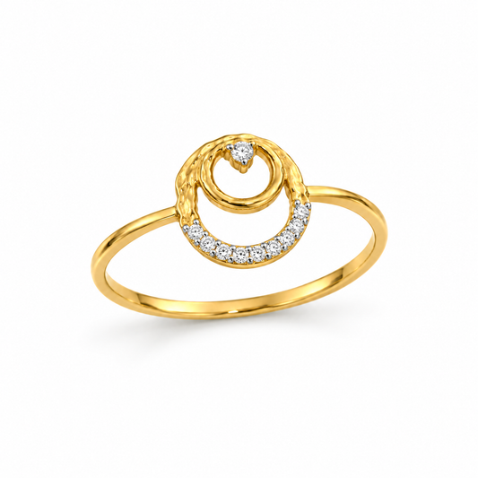 Diamond Double Circle Swirl Ring
