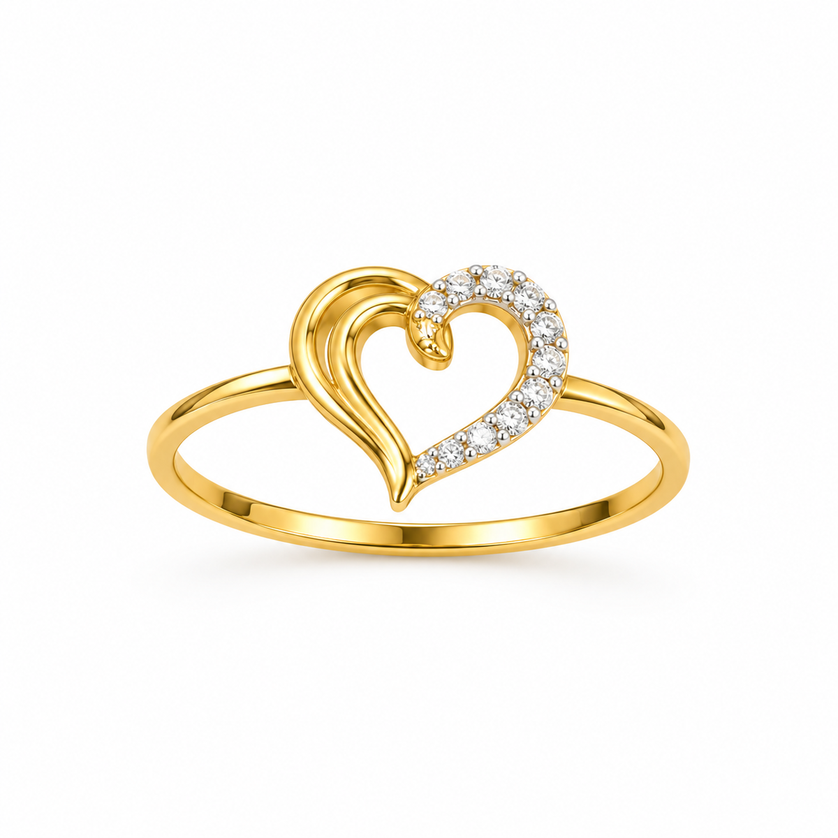 Diamond Open Heart Swirl Ring