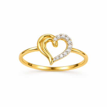 Diamond Open Heart Swirl Ring