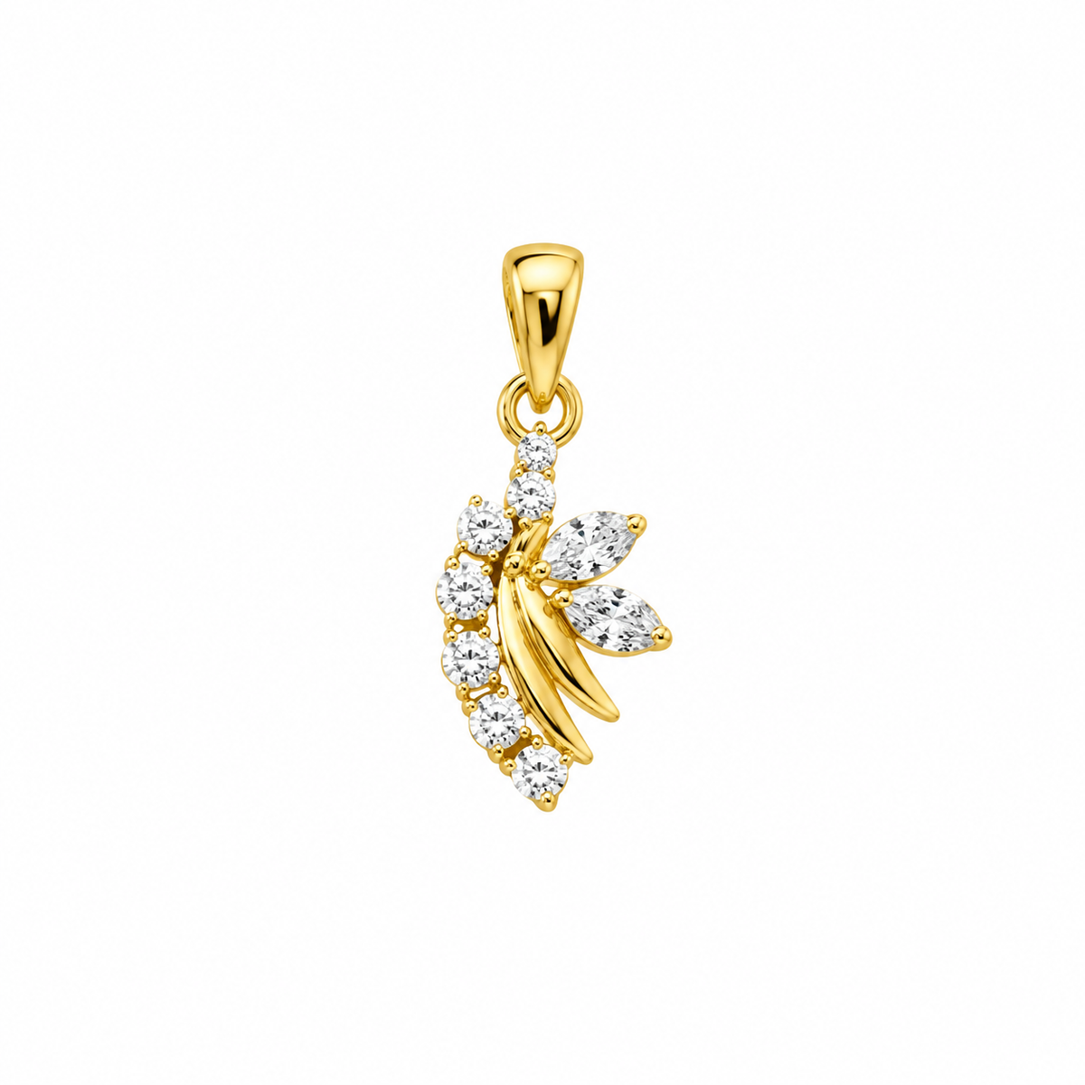 9K Gold Sparkling Leaf Pendant