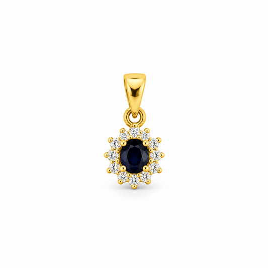 9K Gold Midnight Blue Halo Pendant