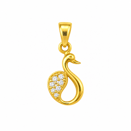 9K Gold Sparkling Swan Pendant
