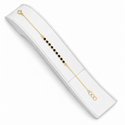 18K Golden Grace Black Bead Bracelet 1.22Gram
