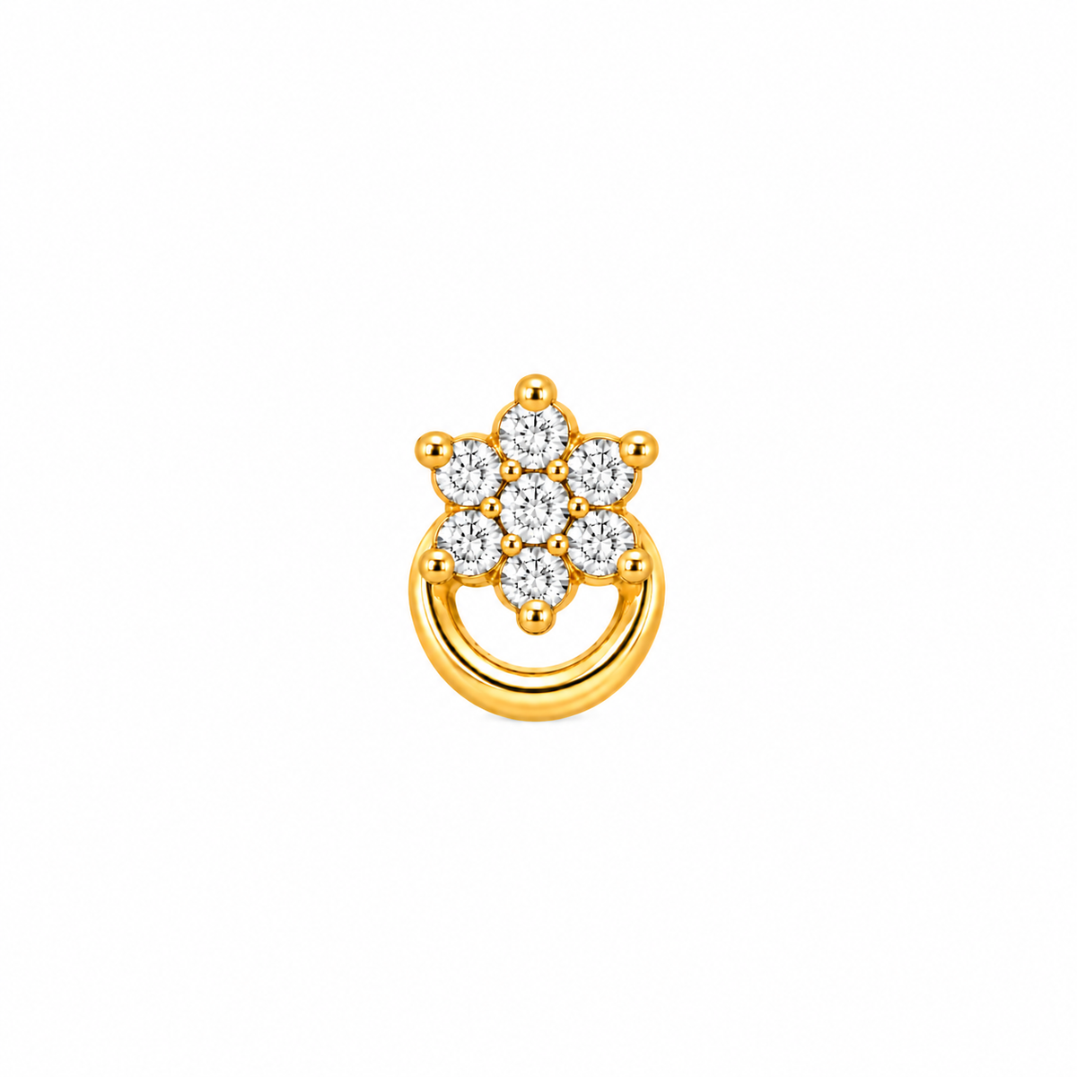 Sparkling Floral Hoop Gold Nosepin