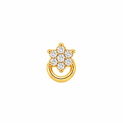 Sparkling Floral Hoop Gold Nosepin
