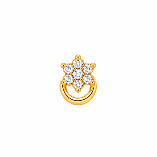 Sparkling Floral Hoop Gold Nosepin