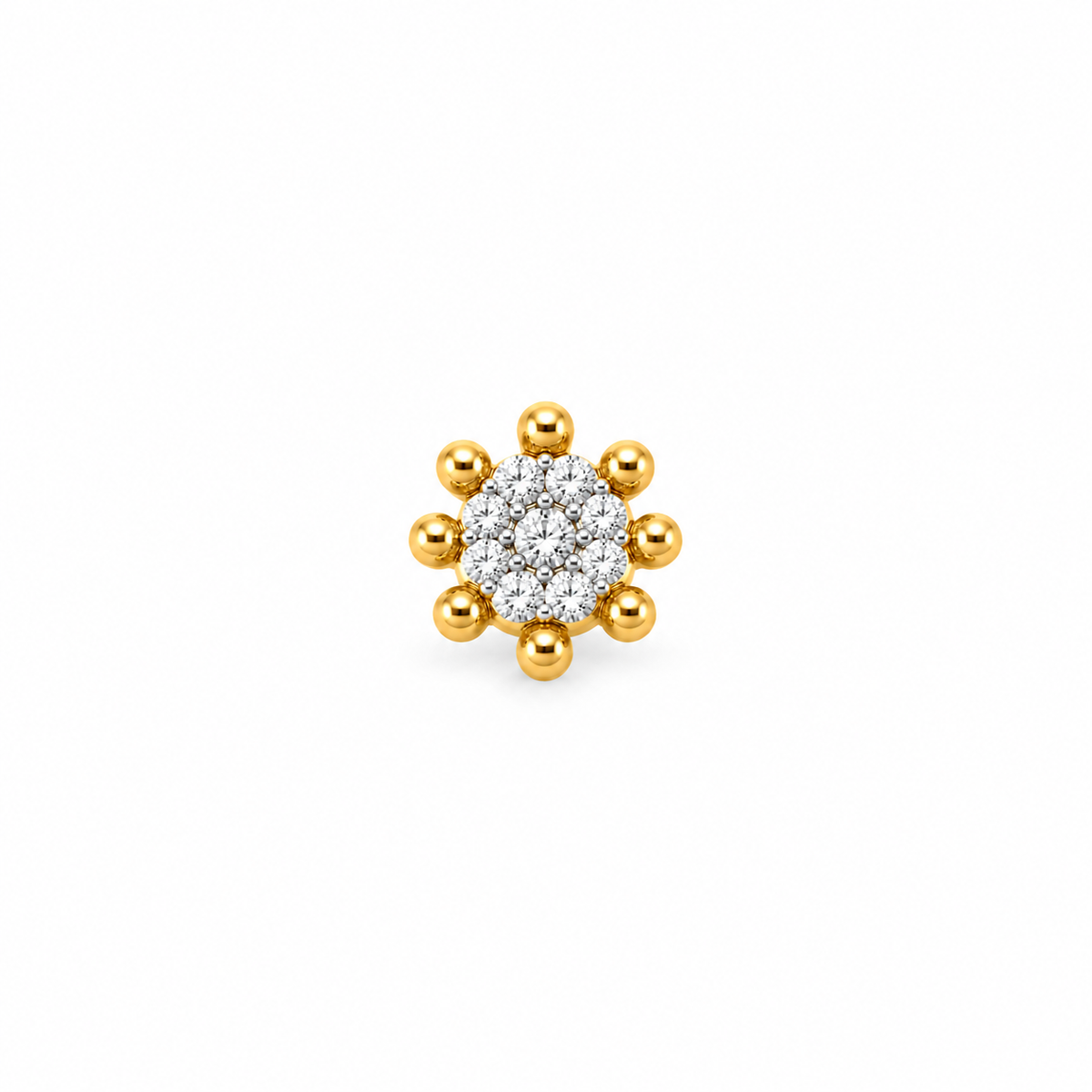 Sparkling Gold Beaded Floral Nosepin