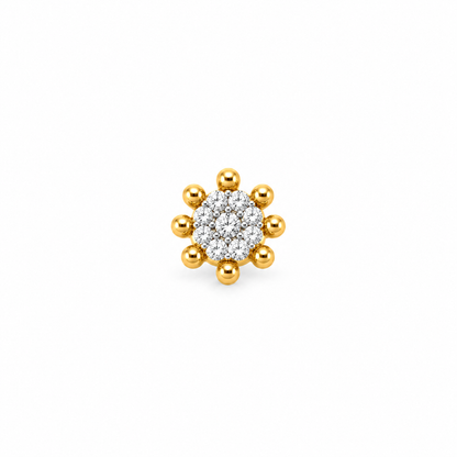 Sparkling Gold Beaded Floral Nosepin