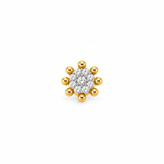 Sparkling Gold Beaded Floral Nosepin