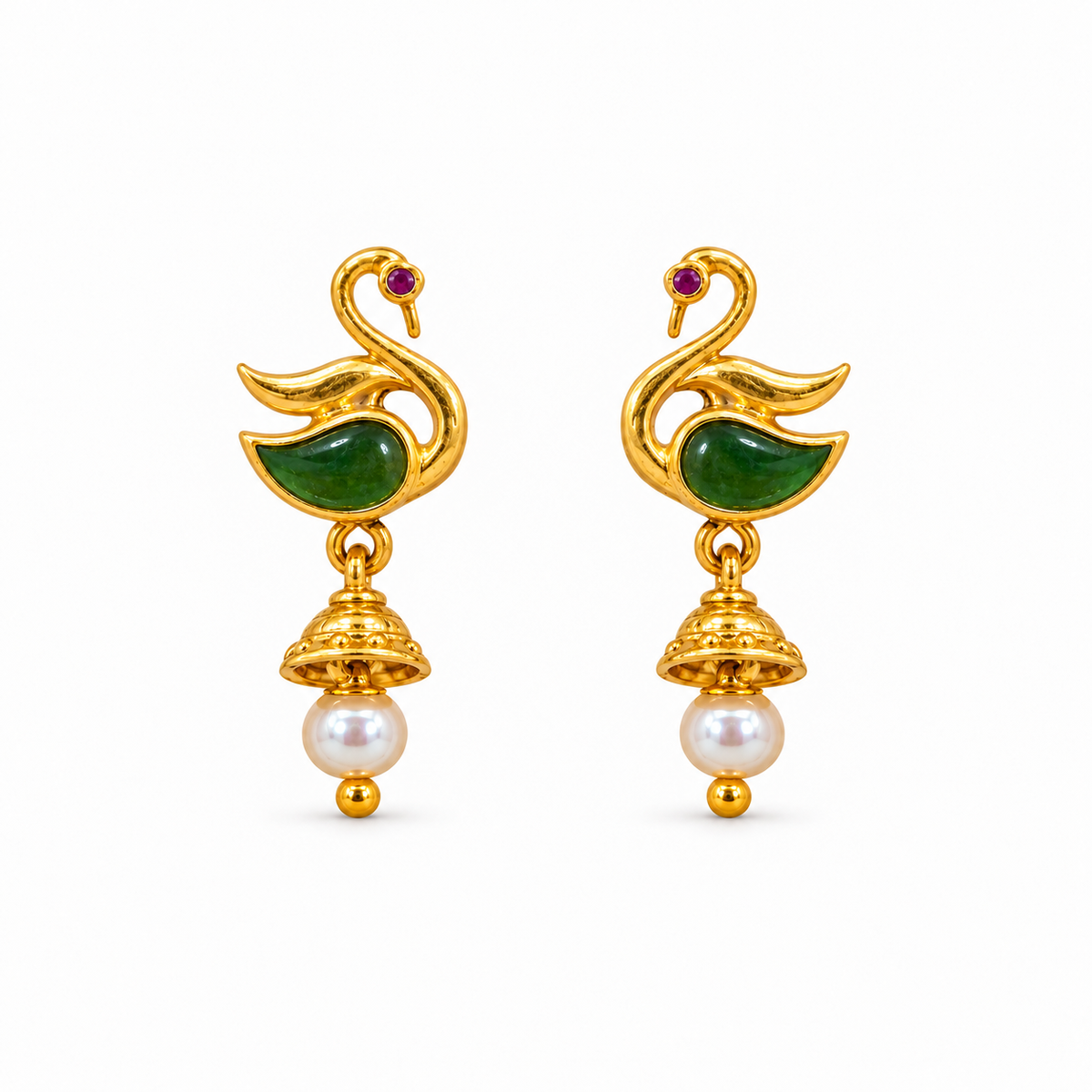 Golden Silver Swan Design Jhumka