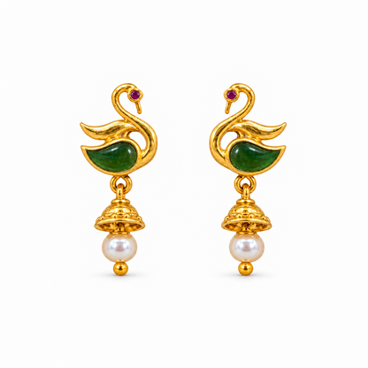 Golden Silver Swan Design Jhumka