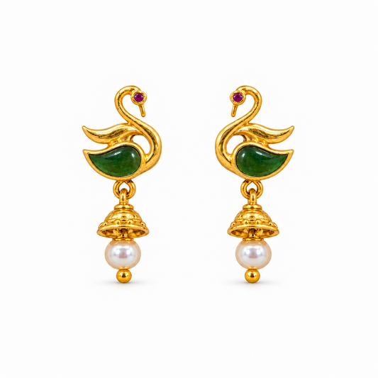 Golden Silver Swan Design Jhumka
