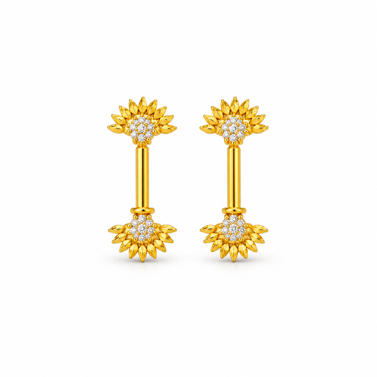 Floral Fan Golden Silver Bugadi