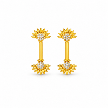 Floral Fan Golden Silver Bugadi