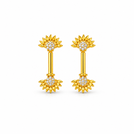 Floral Fan Golden Silver Bugadi