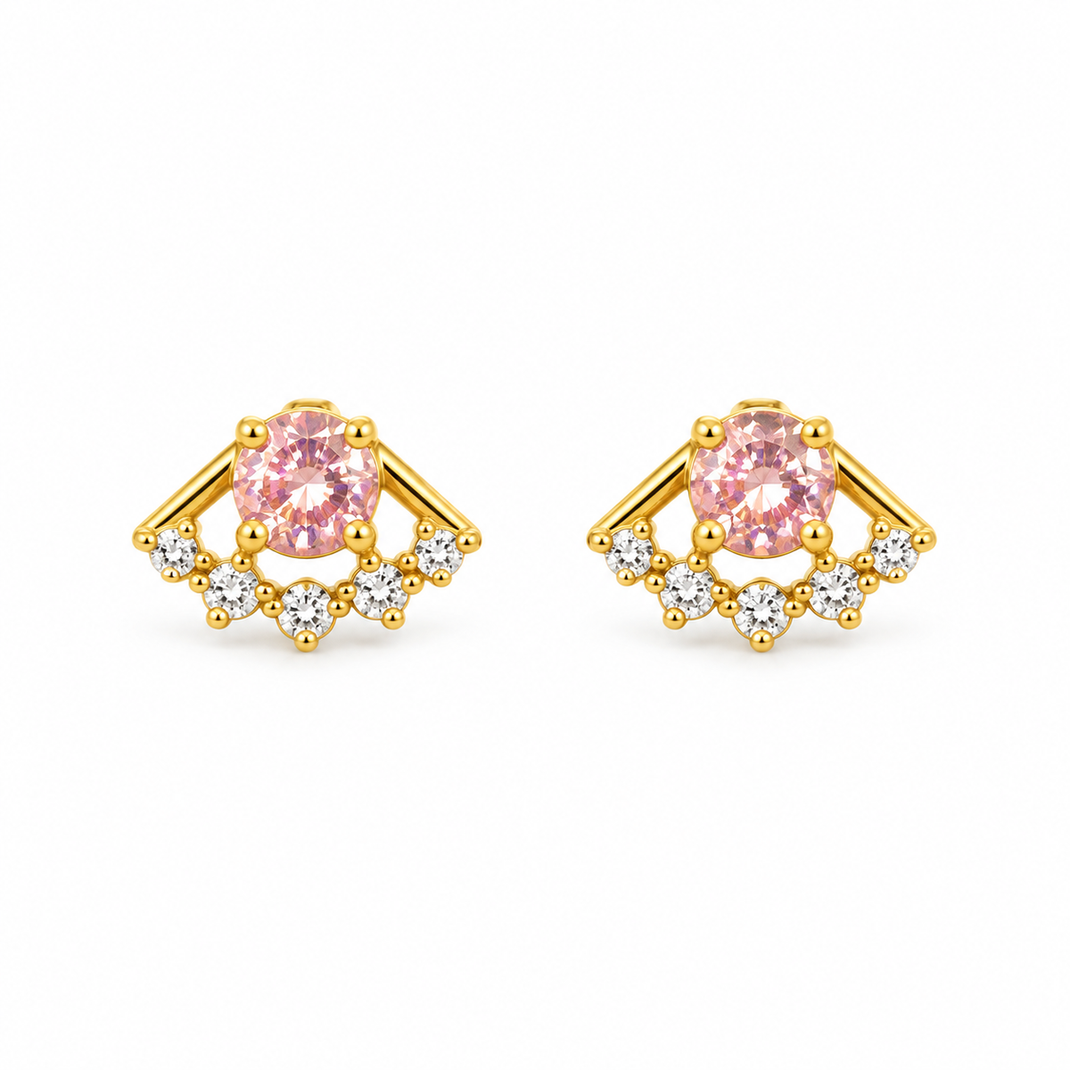 9K Gold Pink eye Studs