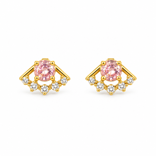 9K Gold Pink eye Studs