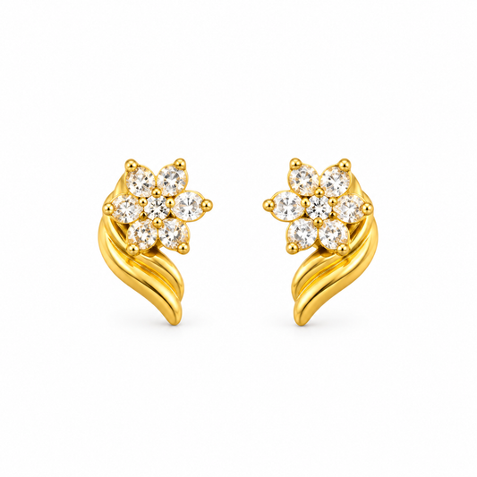 9K Gold Floral Leaf Studs