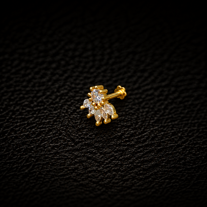 Floral Sparkle Golden Silver Nosepin