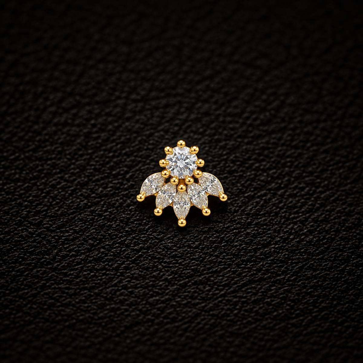 Floral Sparkle Golden Silver Nosepin