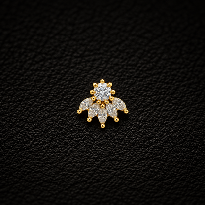 Floral Sparkle Golden Silver Nosepin