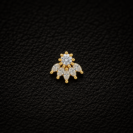 Floral Sparkle Golden Silver Nosepin