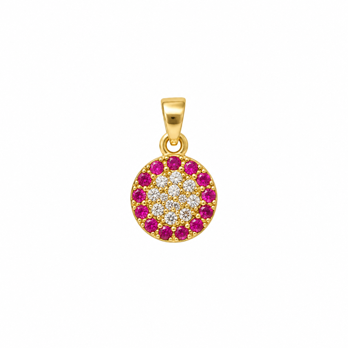 9K Gold Magenta Halo Pendant