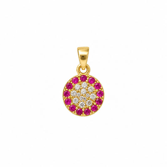 9K Gold Magenta Halo Pendant