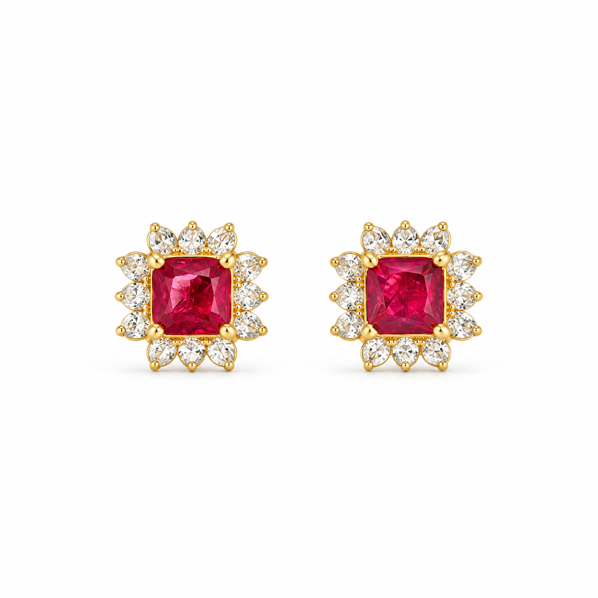 9K Gold Rosy Square Studs
