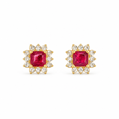 9K Gold Rosy Square Studs